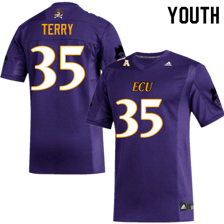 Youth #35 Dre Terry ECU Pirates College Football Jerseys Sale-Purple